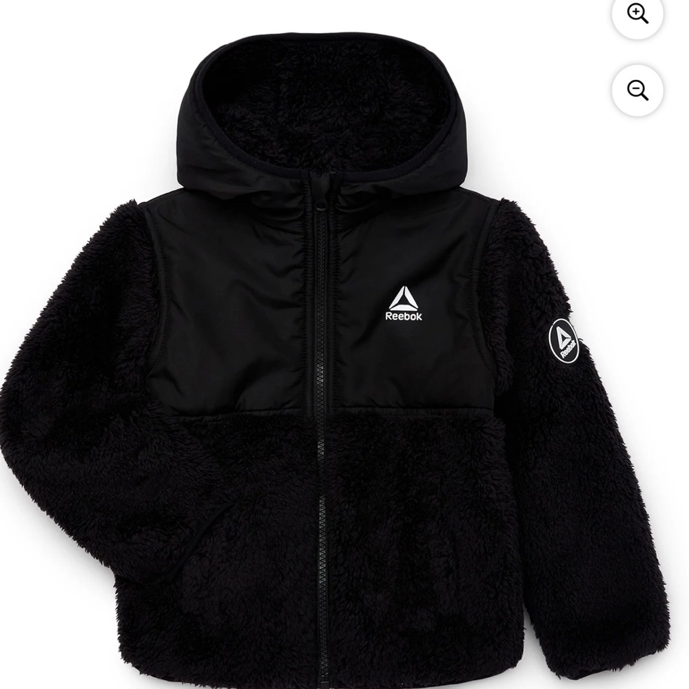 🌲Toddler Reebok Black Hooded Faux Fur Jacket